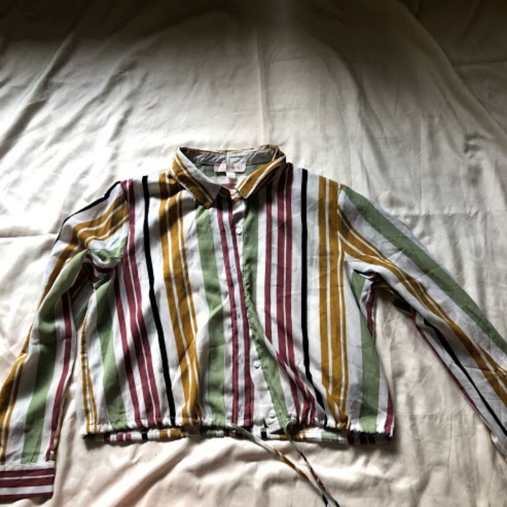 Womens Button Up Stripped Blouse